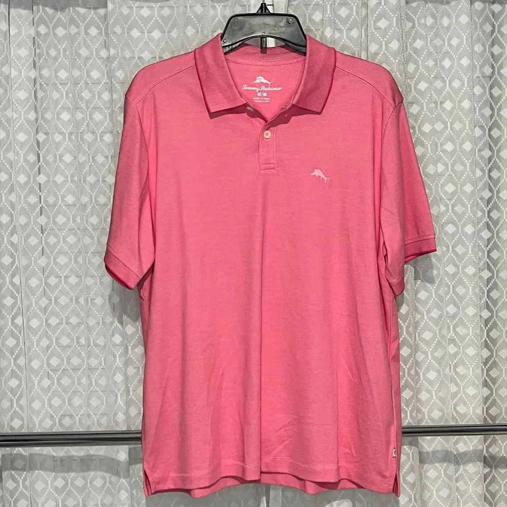 Tommy Bahama Men's Pink Confetti Golf Polo Shirt Marlin Short Sleeve, Size M NWT